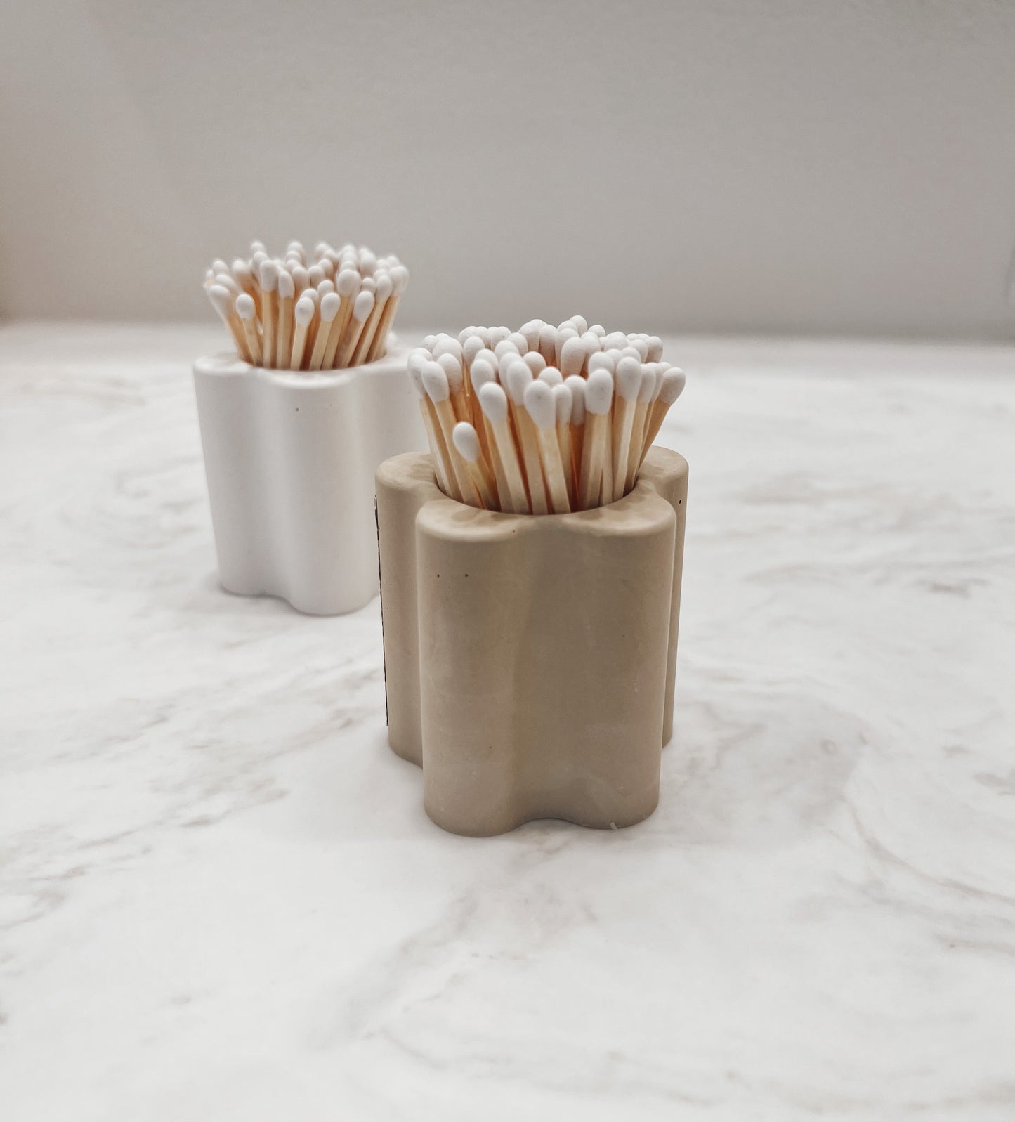 Neutral Flower Vessel with Matchsticks