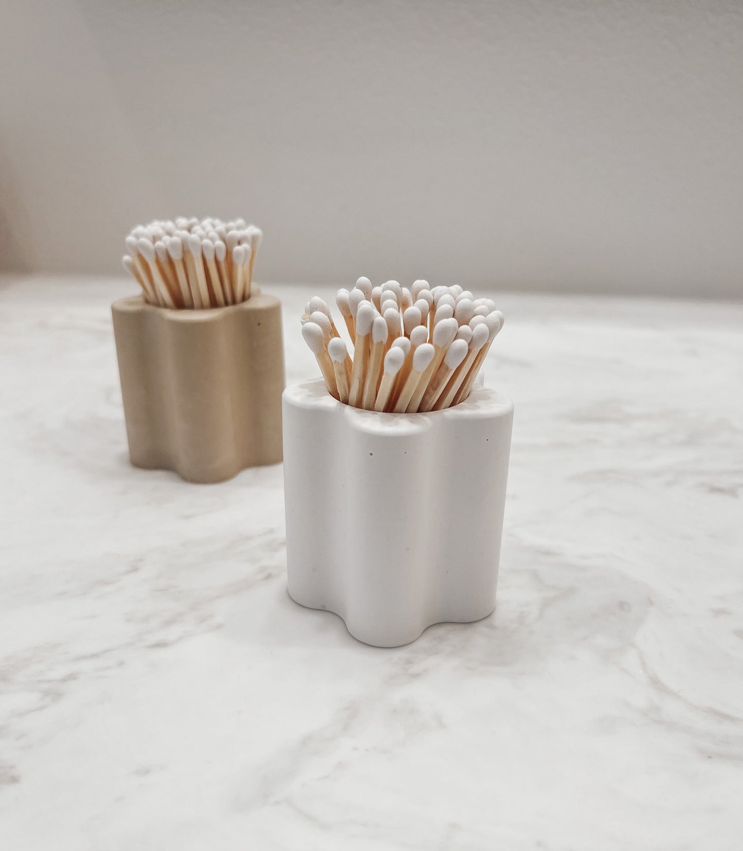 Neutral Flower Vessel with Matchsticks