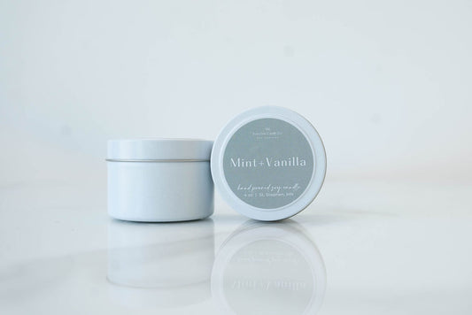 Mint + Vanilla 4oz Soy Candle Tin